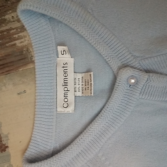 Women's button-up cardigan light blue by complements size small - Picture 2 of 3